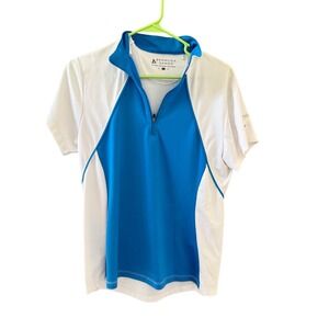 Bermuda Sands Womens M White Blue Colorblock Quarter Zip Golf Polo Shirt Top